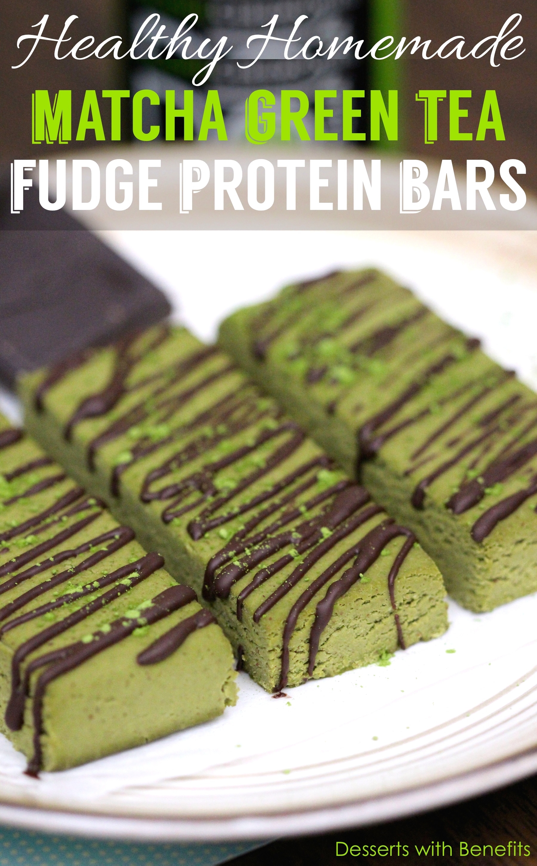 Healthy Matcha Green Tea Fudge Protein Bars (gluten free)