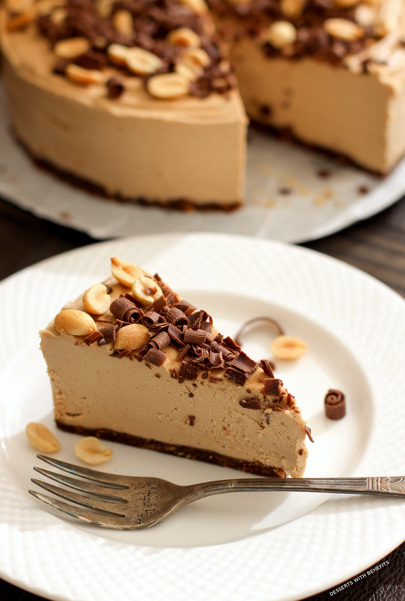 Healthy Chocolate Peanut Butter Raw Cheesecake Vegan Low Sugar