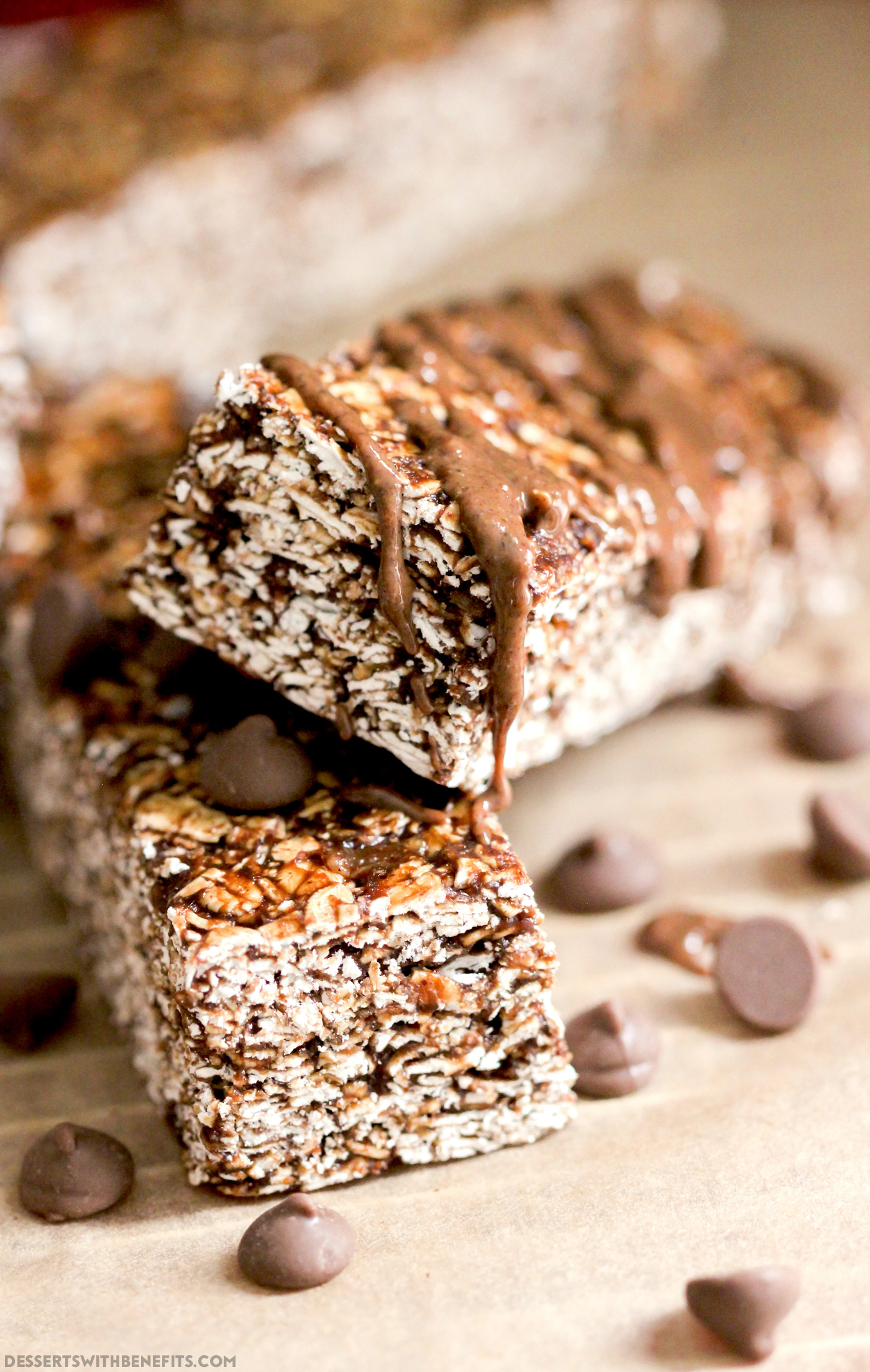 Healthy No-Bake Nutella Granola Bars - Desserts with Benefits