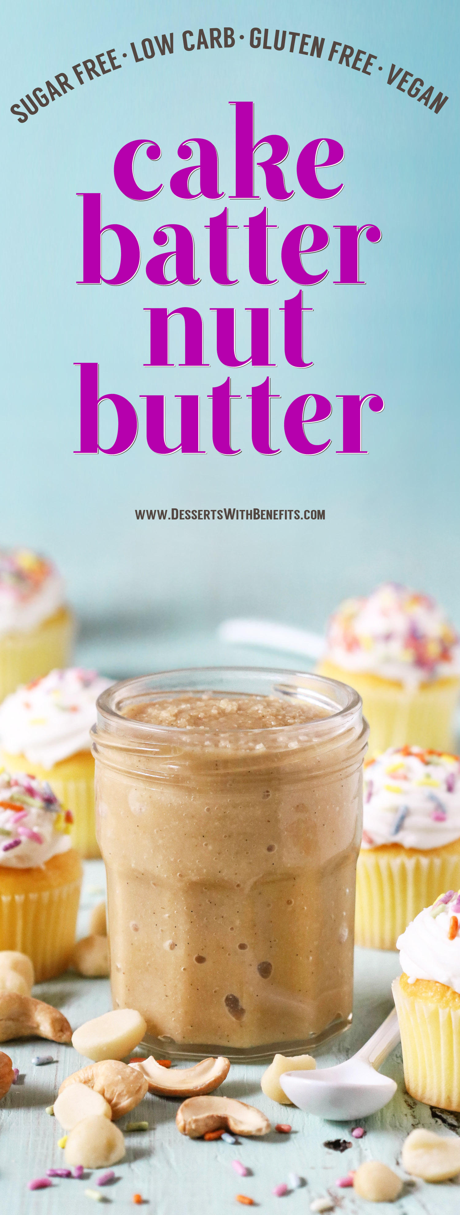 this healthy cake batter nut butter is sweet, buttery, dense