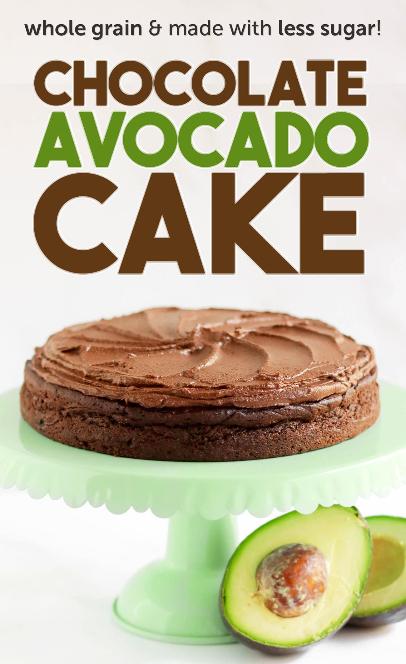 This healthier Chocolate Avocado Cake is super chocolatey, perfectly sweet, and nutritionally balanced with healthy fats, whole grains, lots of fiber, and a hit of protein! It's just as rich, and chocolatey as classic chocolate cake, except this is made without the butter, oil, regular white sugar, and bleached flour!