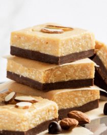 This Almond Joy Candy Fudge is healthy but doesn't taste healthy at all. It's just as soft, sweet and chewy as the original, but without the white sugar, hydrogenated oil, preservatives, and artificial ingredients. This fudge is refined sugar free, high fiber, high protein, and gluten free too!