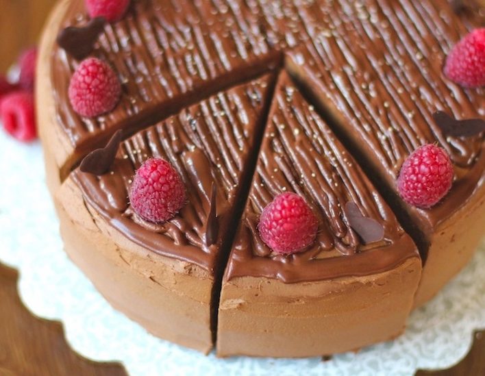 Healthy Quintuple Chocolate Cake: Chocolate Cake with Chocolate Frosting and Chocolate Ganache