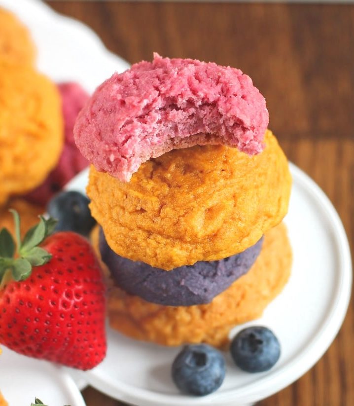These Healthy Jello Muffin Top Cookies are sweet, fun, colorful, and delicious, you'd never guess that they're sugar free, low fat, gluten free, and vegan!