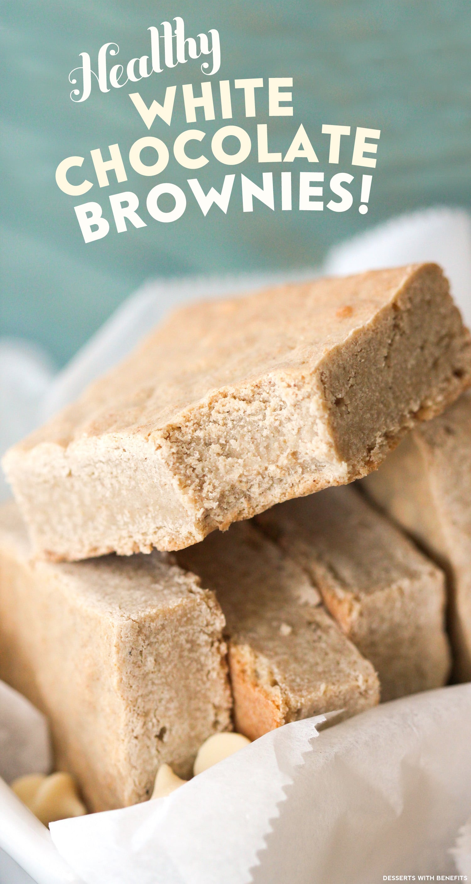 Healthy White Chocolate Brownies (sugar free, gluten free, dairy free, eggless, vegan) - Healthy Dessert Recipes at Desserts with Benefits
