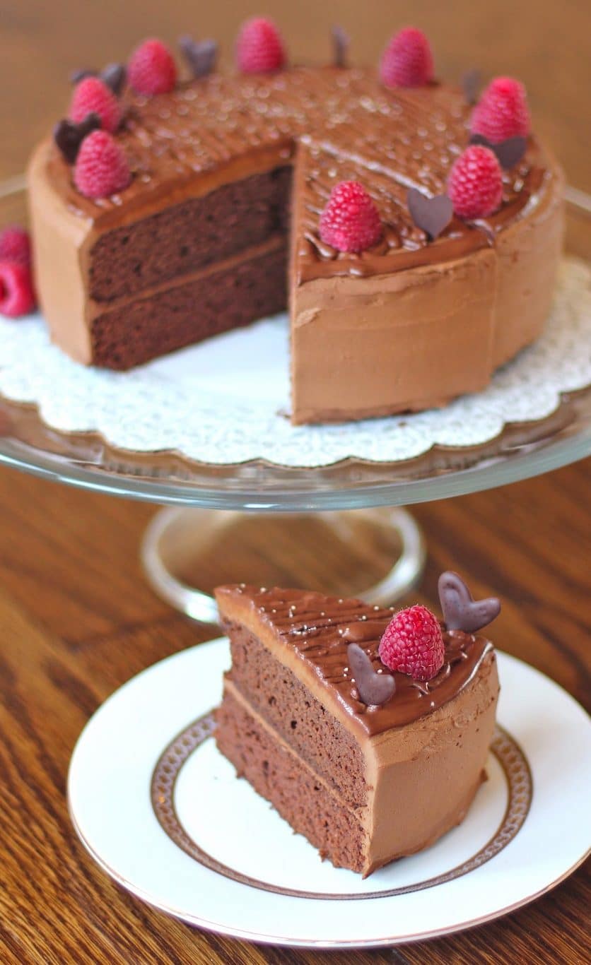 Healthy Quintuple Chocolate Cake: Chocolate Cake with Chocolate Frosting and Chocolate Ganache