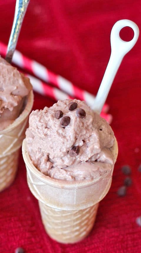 Finally, a HEALTHY Cherry Garcia Frozen Yogurt recipe! This healthier homemade version of the classic is low fat, low sugar, high protein, and gluten free! | Desserts With Benefits Blog