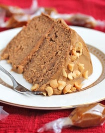 Healthy Peanut Butter Banana Cake with Caramel Frosting - Healthy Dessert Recipes at Desserts with Benefits