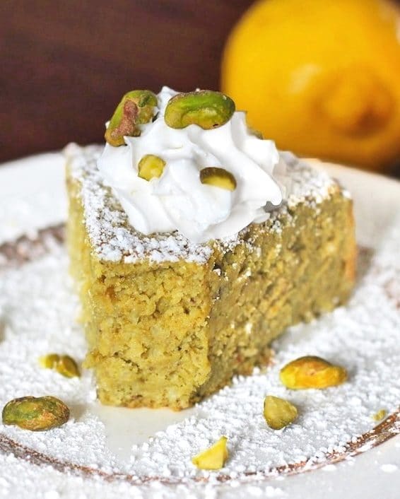 This Healthy Whole Lemon Pistachio Cake is sweet, moist, delicious, and sophisticated. It doesn't taste sugar free, gluten free, and high protein one bit!