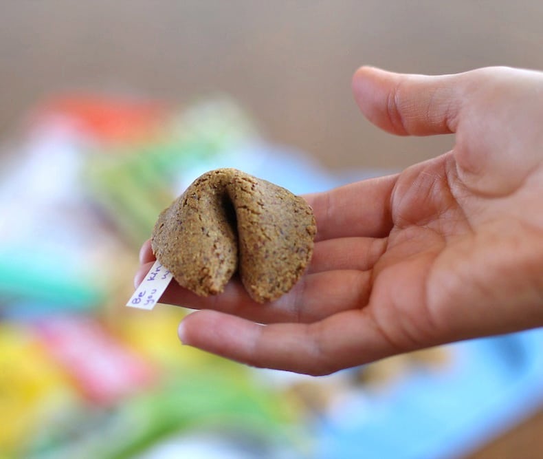 The fortune cookies you get from Chinese restaurants are made with refined flour, sugar and trans fats. Make these healthy Homemade Fortune Cookies instead! They're refined sugar free, low fat, gluten free, dairy free, and vegan too.