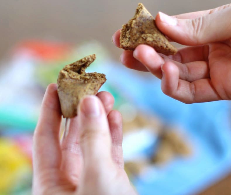 The fortune cookies you get from Chinese restaurants are made with refined flour, sugar and trans fats. Make these healthy Homemade Fortune Cookies instead! They're refined sugar free, low fat, gluten free, dairy free, and vegan too.