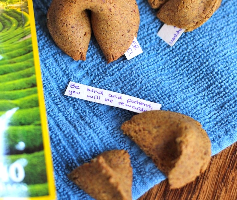 The fortune cookies you get from Chinese restaurants are made with refined flour, sugar and trans fats. Make these healthy Homemade Fortune Cookies instead! They're refined sugar free, low fat, gluten free, dairy free, and vegan too.