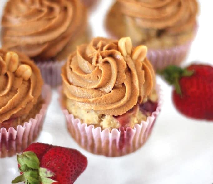 Healthy Peanut Butter and Jelly Cupcakes (sugar free, high protein, high fiber, gluten free, dairy free, vegan)