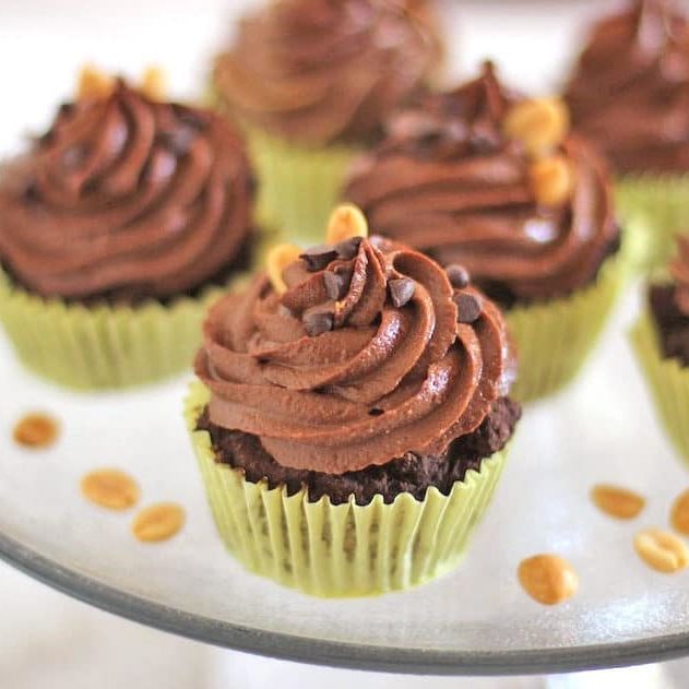 Healthy Reese's Cupcakes (Gluten Free Chocolate Cupcakes with Peanut Butter Filling and Chocolate Peanut Butter Frosting)