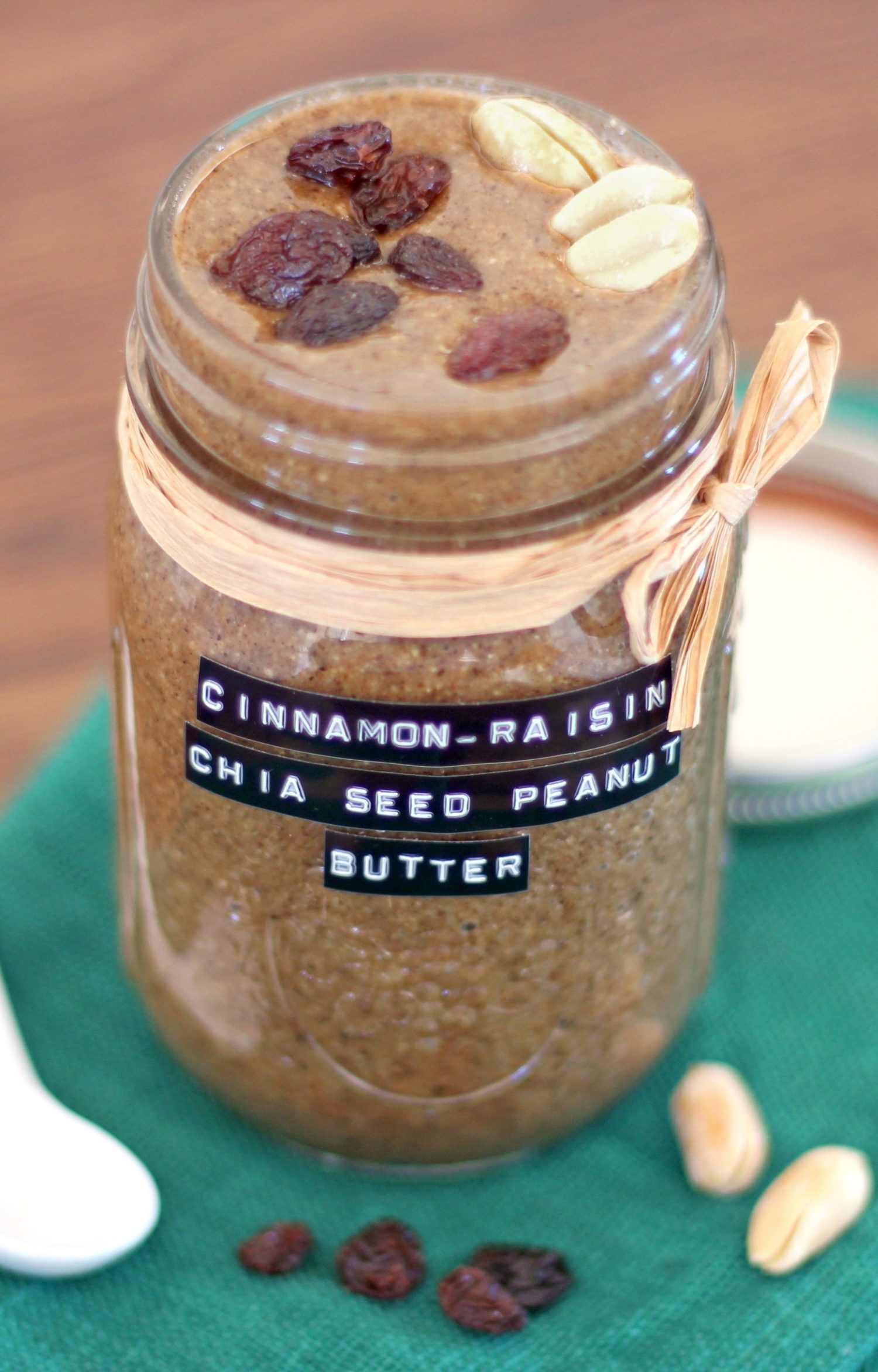 Healthy Cinnamon Raisin Chia Seed Peanut Butter (refined sugar free, gluten free, dairy free, vegan) - Healthy Dessert Recipes at Desserts with Benefits