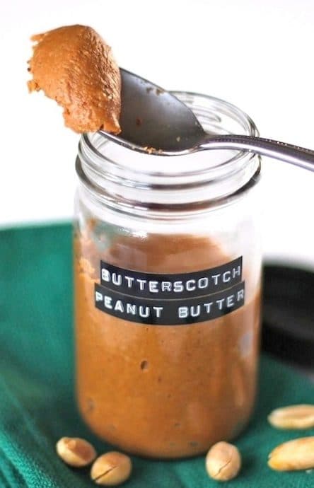 This Healthy Homemade Butterscotch Peanut Butter Spread is way more flavorful than regular peanut butter, yet low sugar, gluten free, dairy free, and vegan.