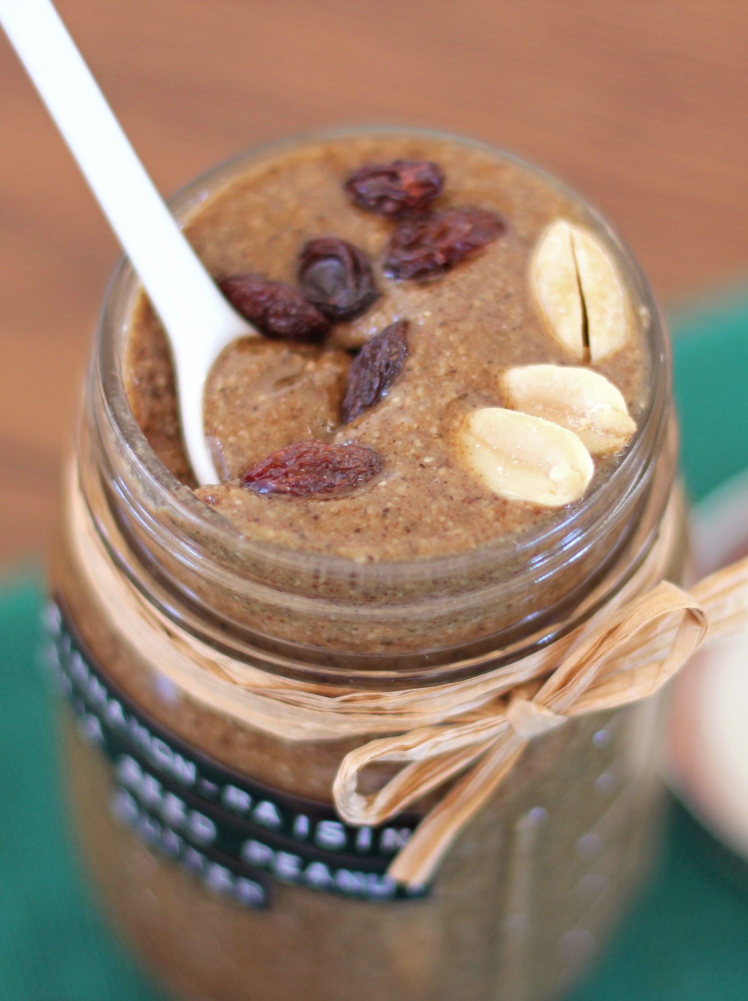 Healthy Cinnamon Raisin Chia Seed Peanut Butter (refined sugar free, gluten free, dairy free, vegan) - Healthy Dessert Recipes at Desserts with Benefits