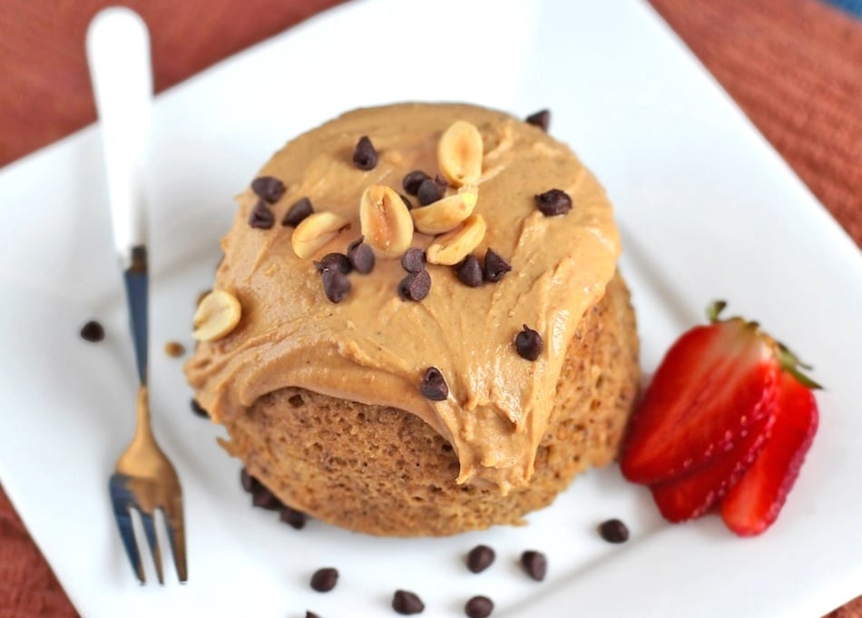You can make this Healthy Single-Serving Chocolate Microwave Muffin with Peanut Butter Frosting in 5 minutes! It doesn't taste sugar free, high fiber, high protein, gluten free, and vegan one bit!