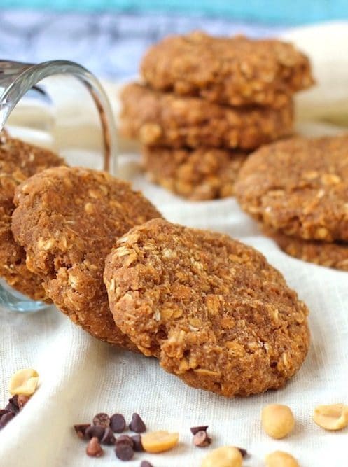 After one bite of these super thick, super soft, and super chewy cookies, you'd never ever guess that they're totally guilt-free and good for you! These Healthy Peanut Butter Oatmeal Cookies are packed with peanut butter flavor and hearty oatmeal texture, but they're flourless, refined sugar free, and made without butter and oil!