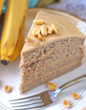 Healthy Banana Cake with Peanut Butter Frosting