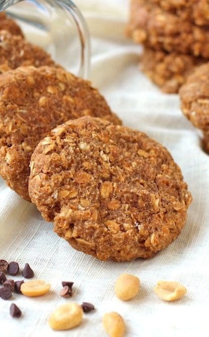 After one bite of these super thick, super soft, and super chewy cookies, you'd never ever guess that they're totally guilt-free and good for you! These Healthy Peanut Butter Oatmeal Cookies are packed with peanut butter flavor and hearty oatmeal texture, but they're flourless, refined sugar free, and made without butter and oil!