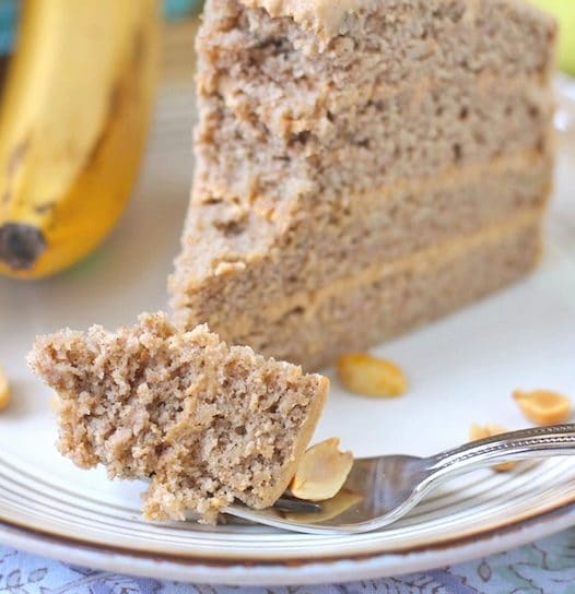 Healthy Banana Cake with Peanut Butter Frosting