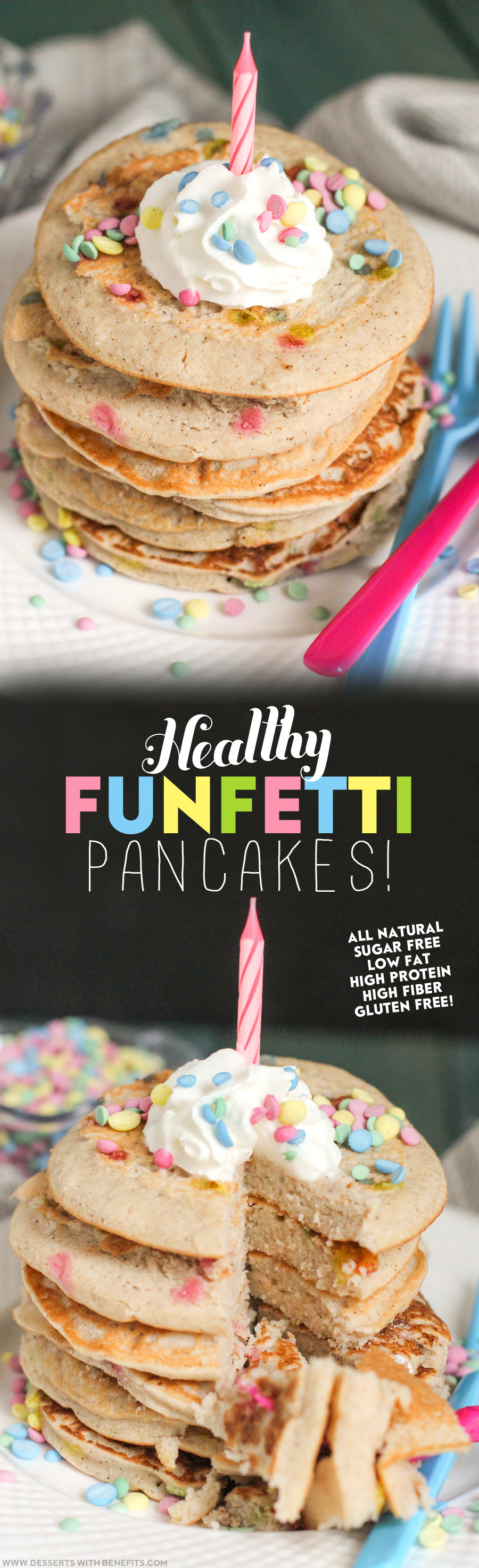 Healthy Funfetti Pancakes (all natural, sugar free, low ...