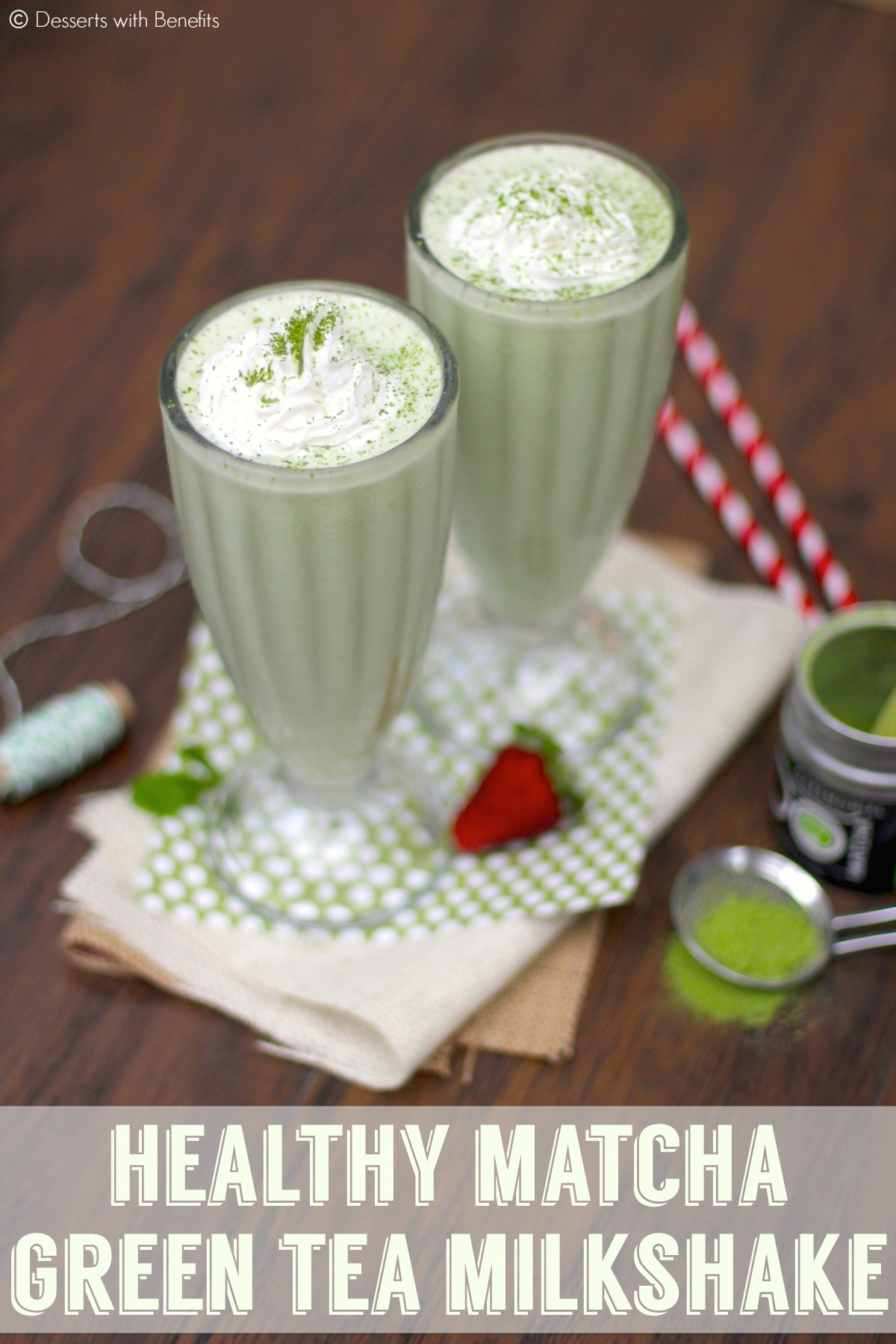 This Healthy Matcha Green Tea Milkshake is creamy, sweet, and sophisticated. You'd never know it's naturally green, low fat, low carb, and high protein too!