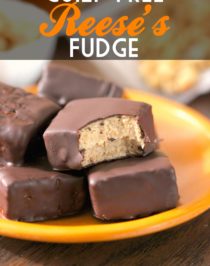 This Healthy Reese's Fudge is packed with peanut butter and chocolate flavor, you'd never know it's low sugar, low fat, high protein, and gluten free! -- Healthy Dessert Recipes at The Desserts With Benefits Blog