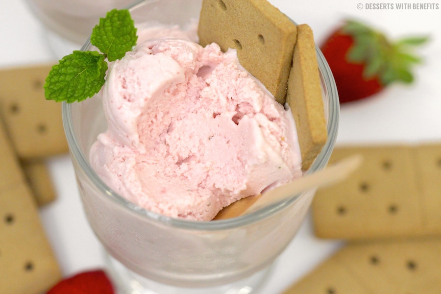 Desserts With Benefits Healthy Strawberries and Cream Ice Cream (sugar free, low fat, low carb ...