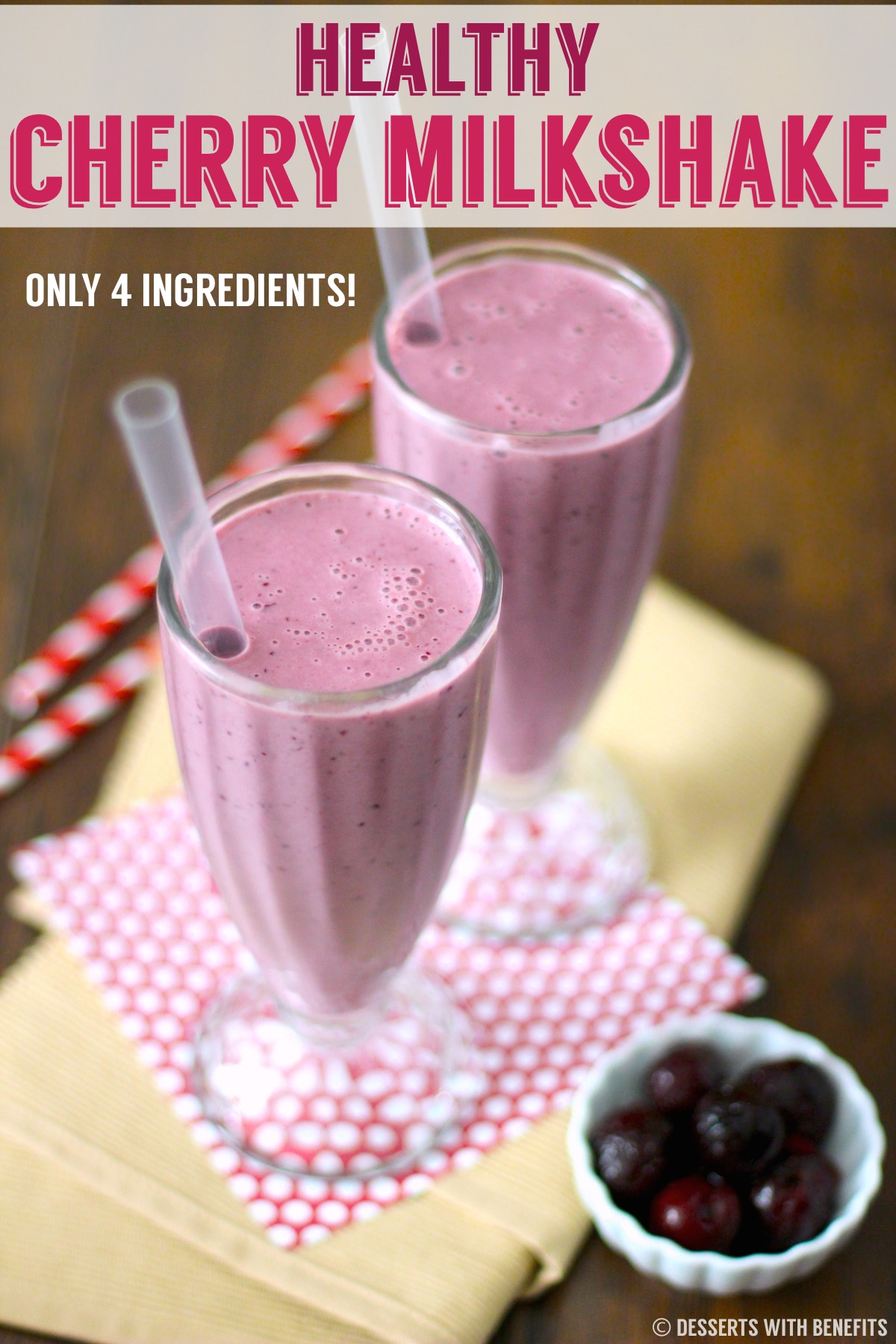 Healthy Cherry Milkshake (sugar free, low fat, high protein) - Healthy Dessert Recipes at Desserts with Benefits
