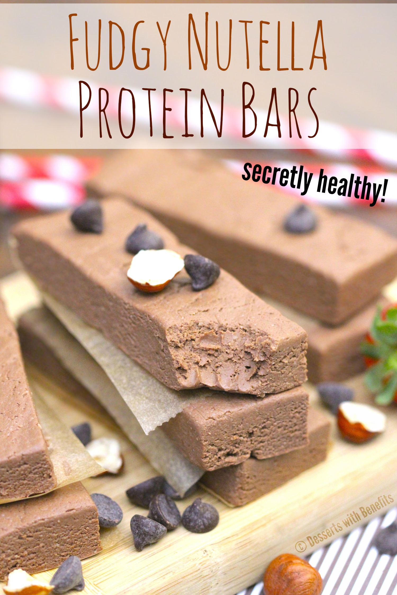 Healthy Nutella Fudge Protein Bars (sugar free, low fat, gluten free, vegan) - Healthy Dessert Recipes at Desserts with Benefits