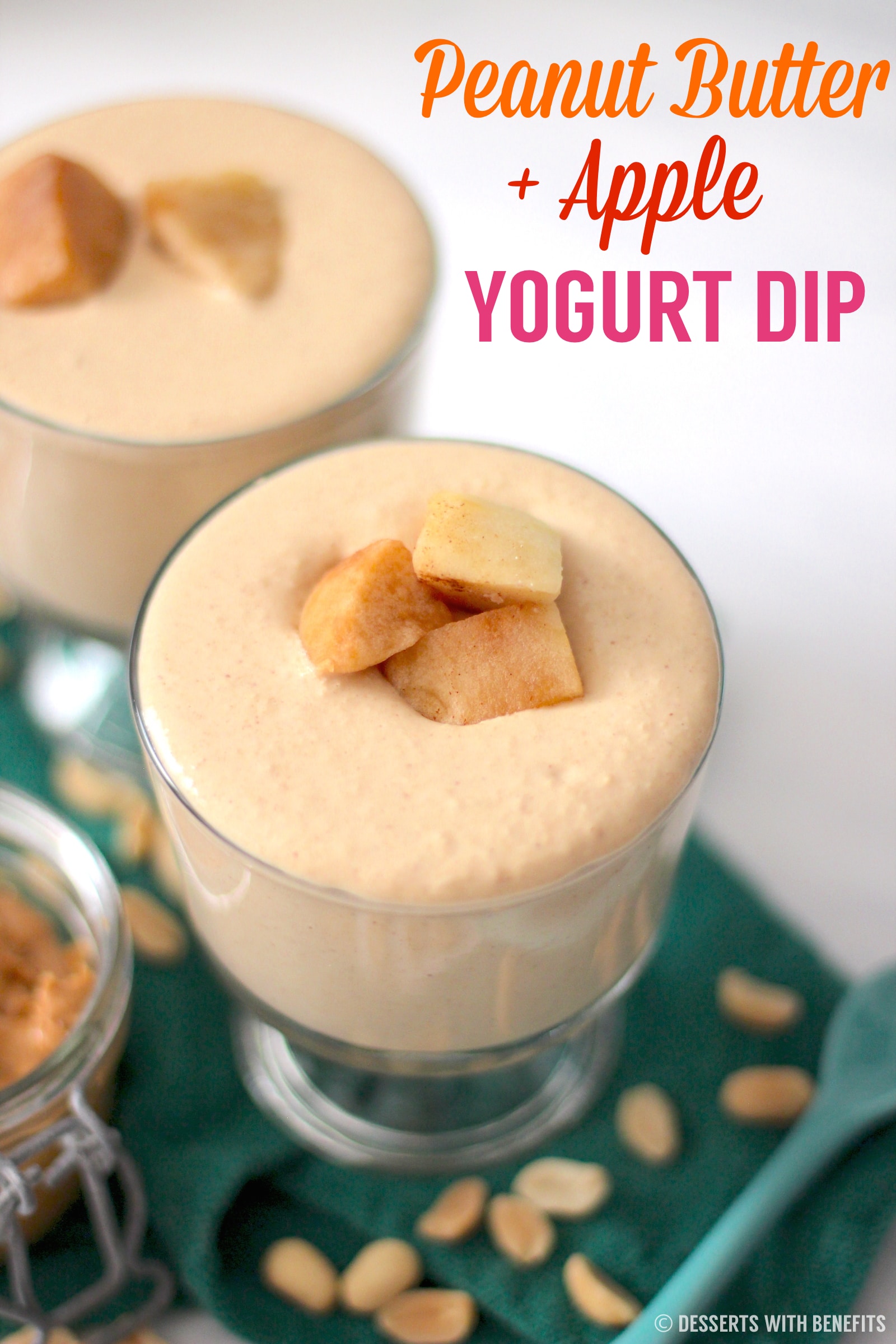 Healthy Peanut Butter Apple Yogurt Dip (sugar free, low carb, low fat, high protein) - Healthy Dessert Recipes at Desserts with Benefits