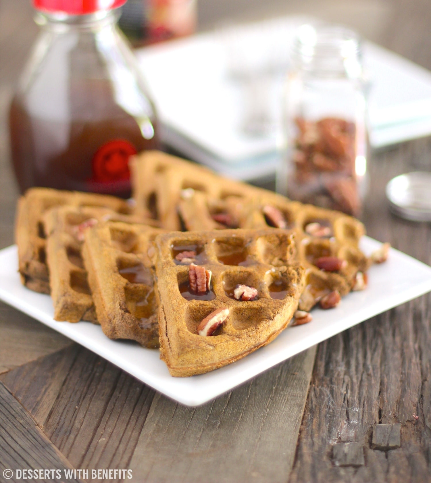 Healthy Pumpkin Buckwheat Waffles (sugar free, low fat, high fiber, high protein, gluten free, vegan) - Healthy Dessert Recipes at Desserts with Benefits