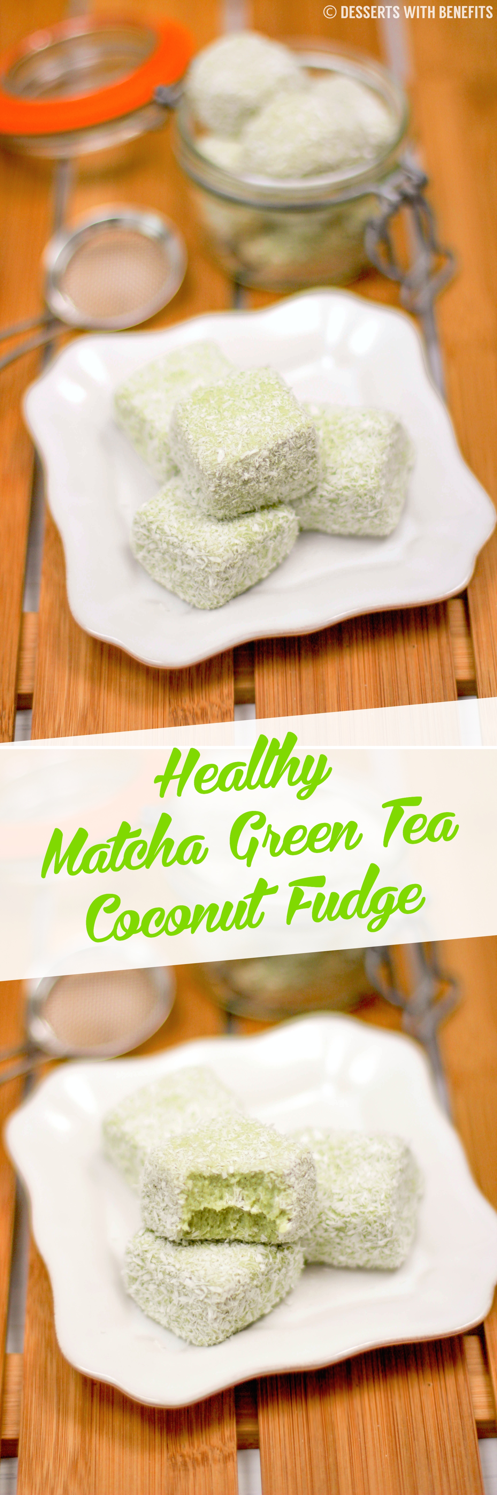 Healthy Matcha Green Tea Coconut Fudge - Desserts with Benefits