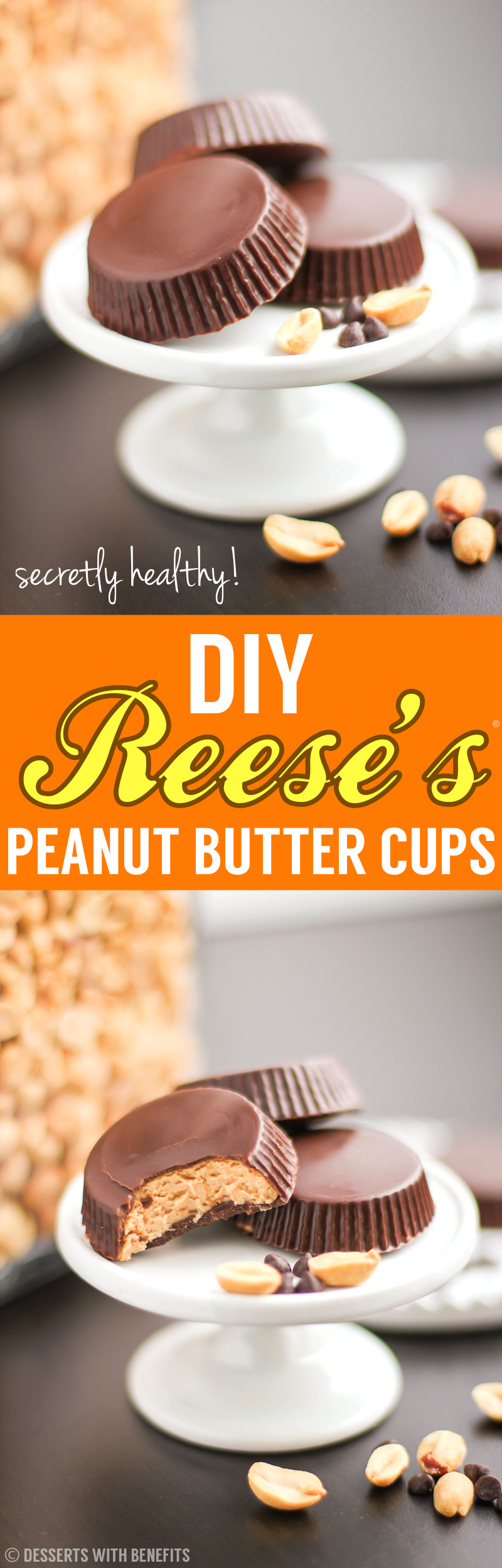 Healthy Homemade Peanut Butter Cups recipe | DIY Reese’s (refined sugar free, low carb, high protein, high fiber, gluten free) - Healthy Dessert Recipes at Desserts with Benefits