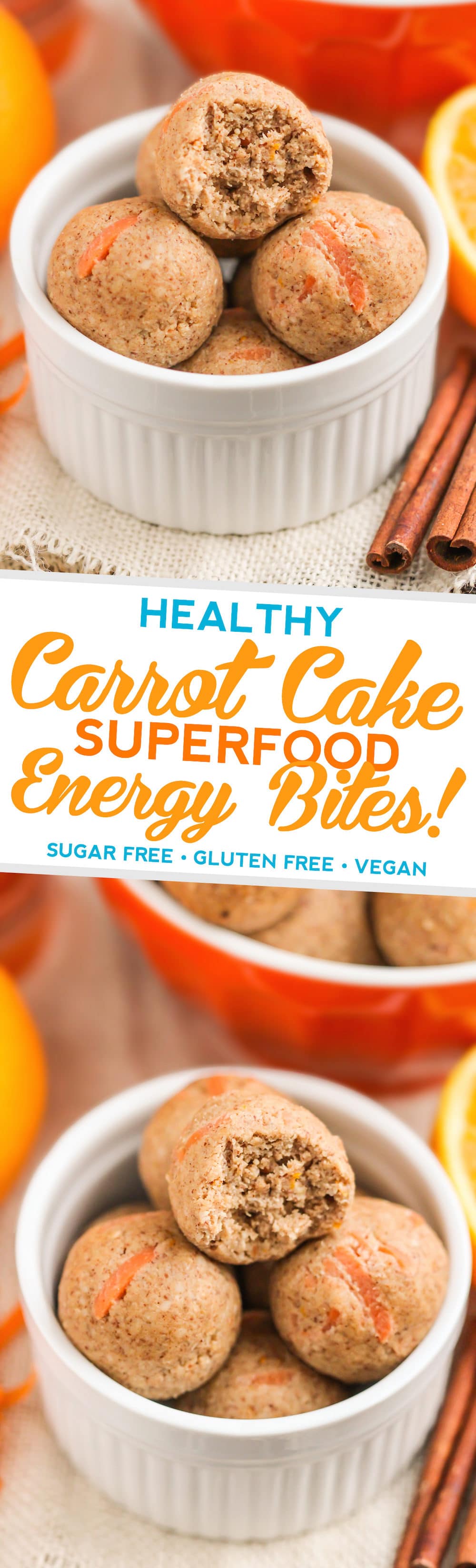Healthy Carrot Cake Energy Bites (refined sugar free, gluten free, vegan) - Desserts with Benefits