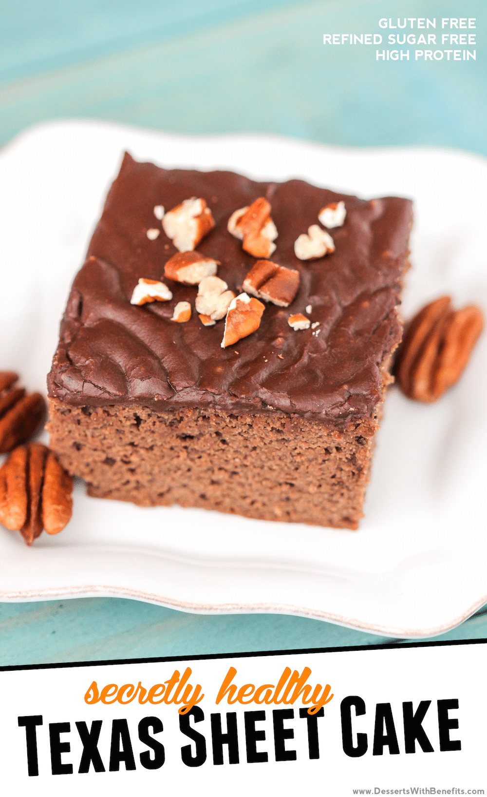 Healthy Texas Sheet Cake (refined sugar free, gluten free, high protein) - Healthy Dessert Recipes at Desserts with Benefits