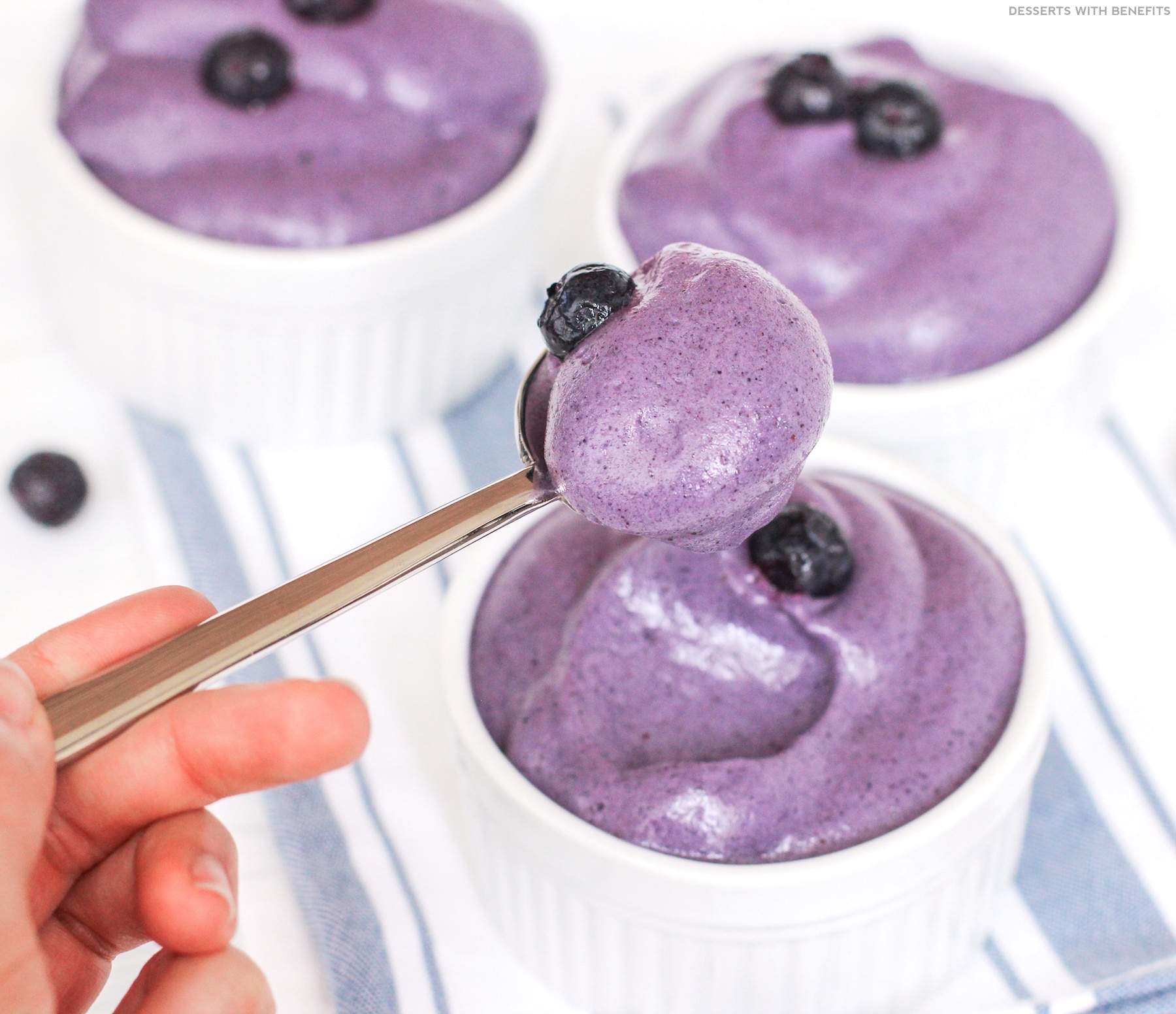 Healthy Blueberry Whipped Cream (refined sugar free, low carb, low fat, high protein, gluten free) - Healthy Dessert Recipes at Desserts with Benefits