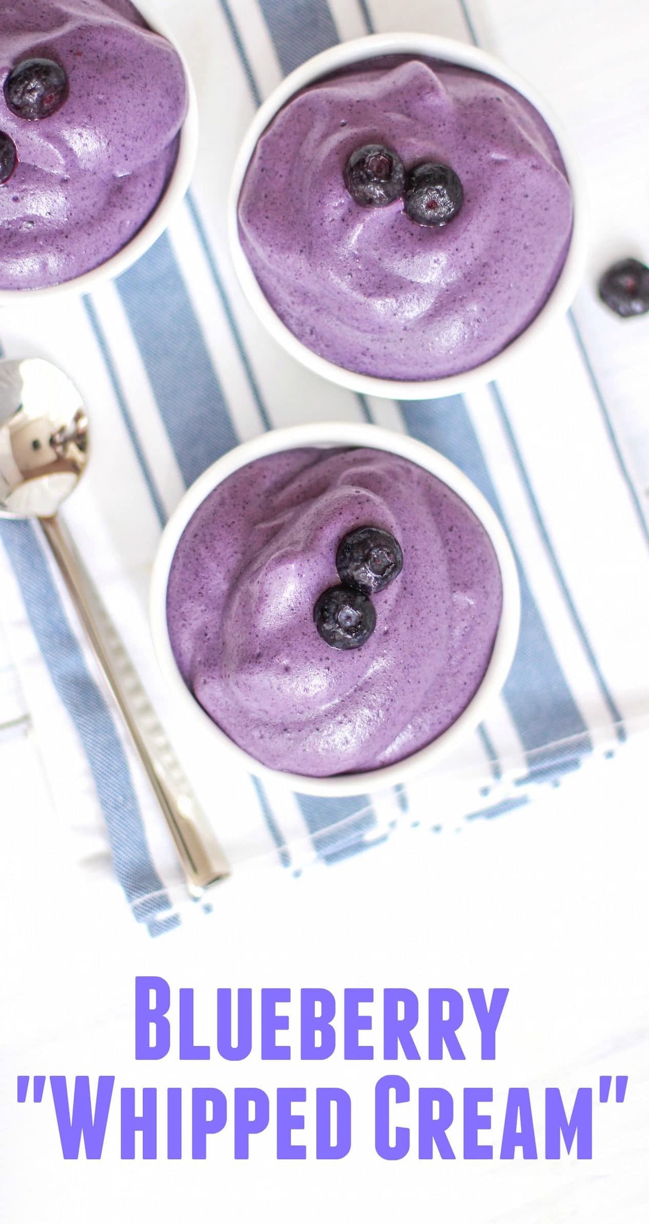 Healthy Blueberry Whipped Cream (refined sugar free, low carb, low fat, high protein, gluten free) - Healthy Dessert Recipes at Desserts with Benefits