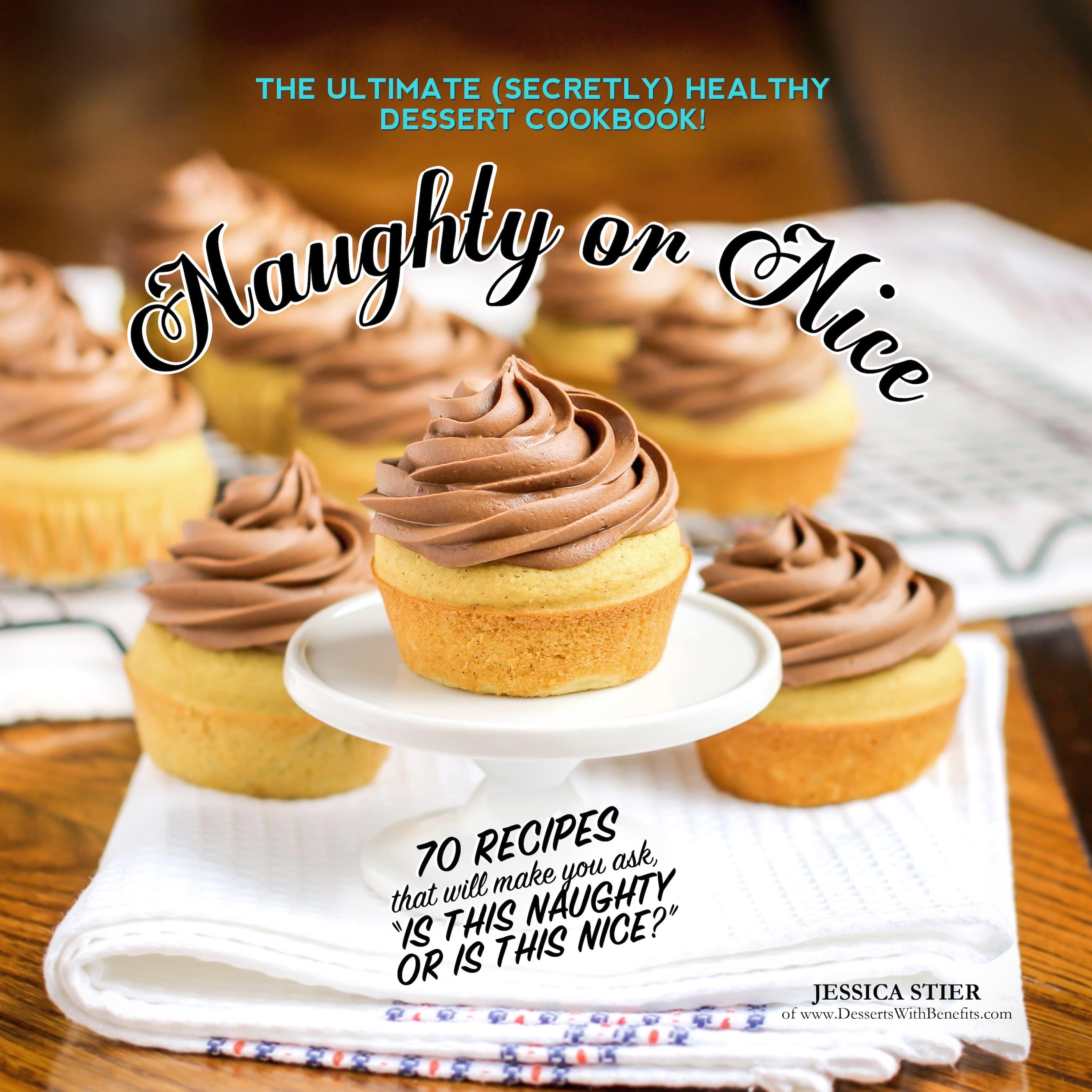 The Naughty or Nice Cookbook is a collection of 70 healthy dessert recipes that will make you ask, “Is this naughty or is this nice?!” From cookies to cakes to ice creams to cheesecakes, you’ll be sure to find a treat you love… and for fewer calories, fat, and carbs, with sugar free, gluten free, dairy free, and vegan options!