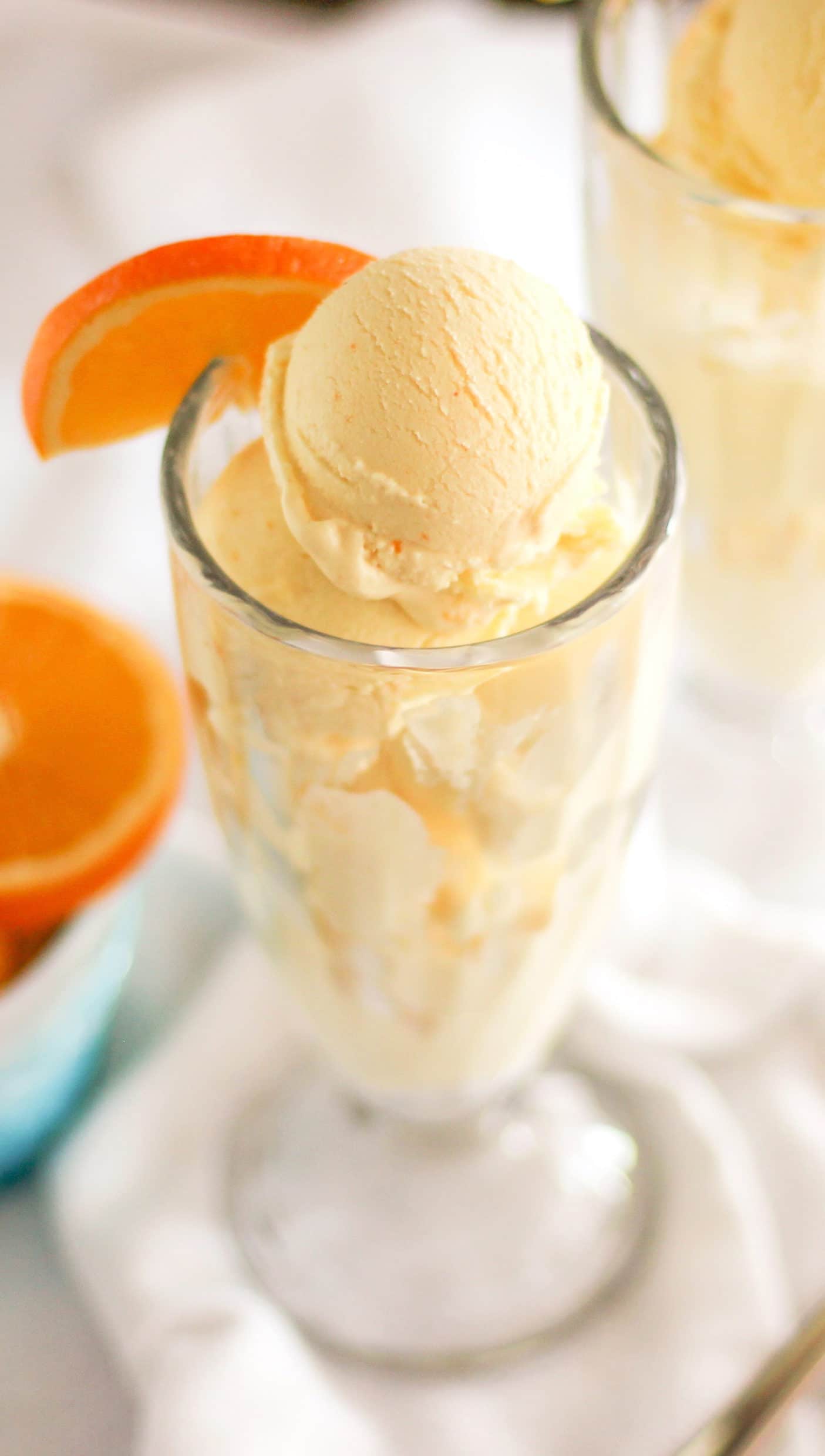 Healthy Orange Creamsicle Ice Cream (refined sugar free, low carb, high protein) - Healthy Dessert Recipes at Desserts with Benefits