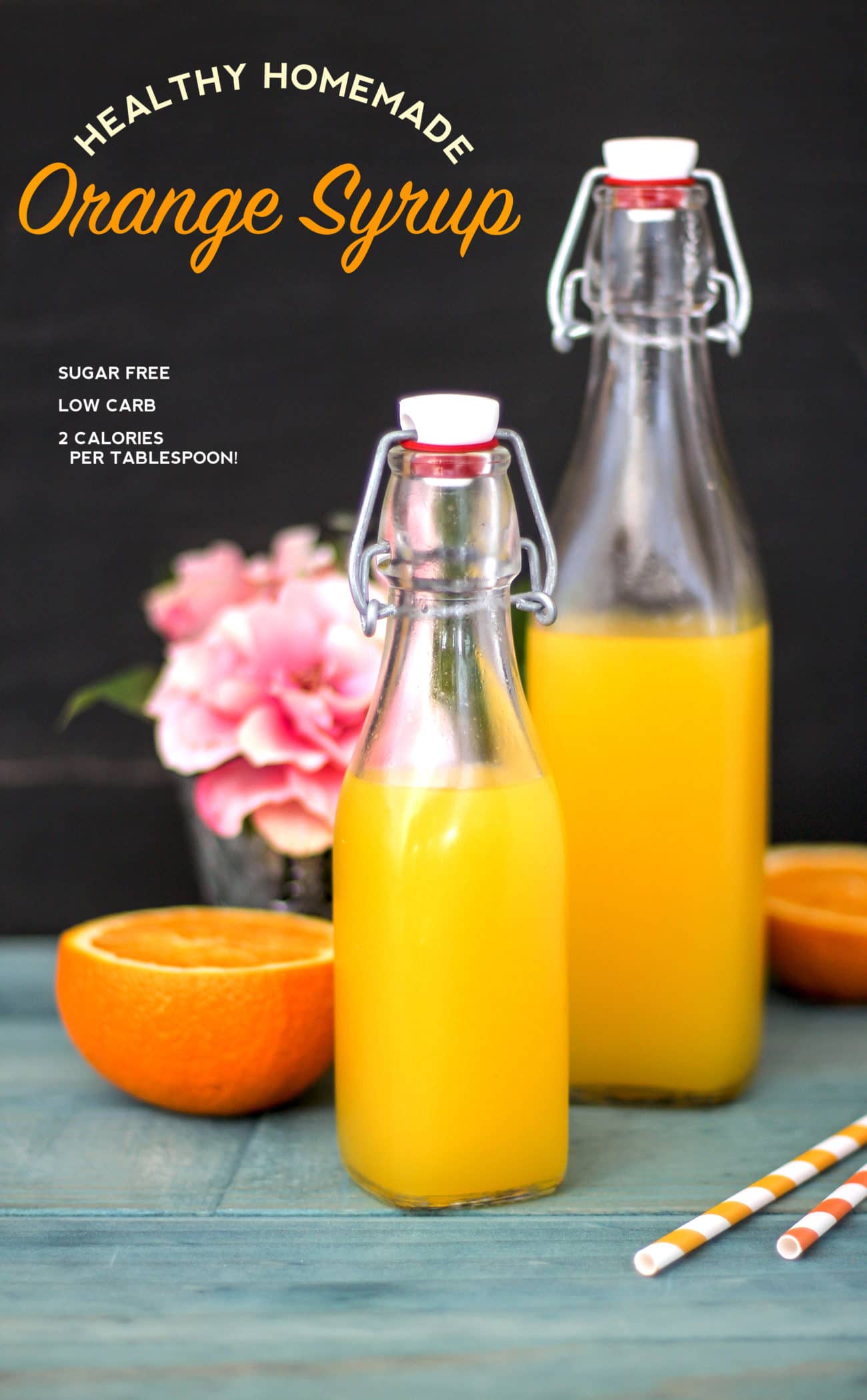 Healthy Homemade Sugar Free Orange Syrup recipe (refined sugar free, low carb, low calorie with only 2 calories per tablespoon!) - Healthy Dessert Recipes at Desserts with Benefits