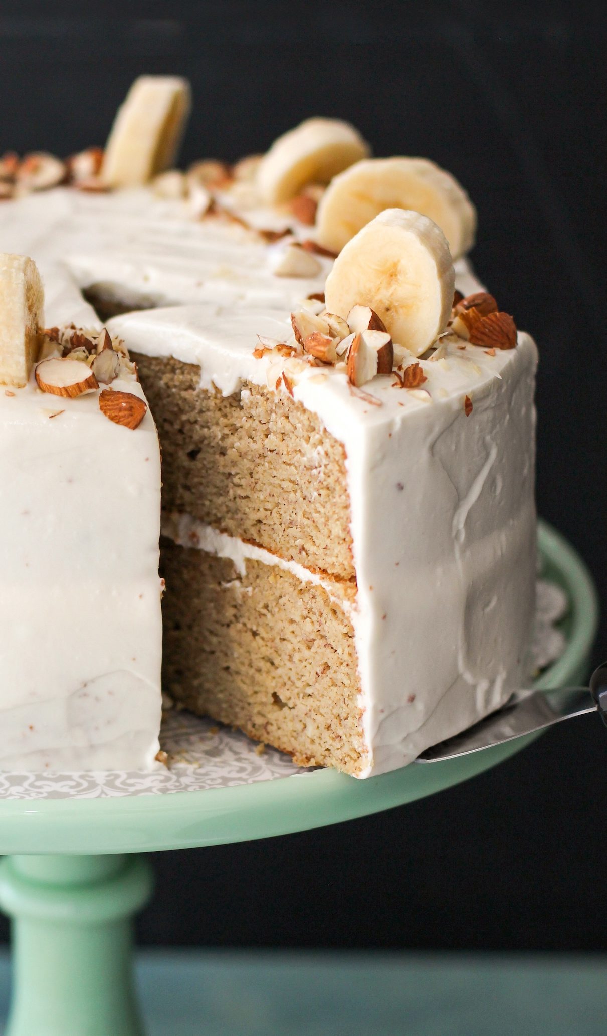 Healthy Banana Cake with Cream Cheese Frosting (refined sugar free, high protein, high fiber, gluten free) - Healthy Dessert Recipes at Desserts with Benefits