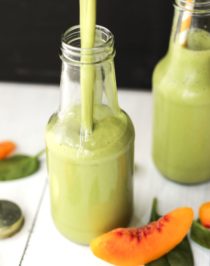 Healthy Green Peach Lassi (no sugar added, low fat, high protein) - Healthy Dessert Recipes at Desserts with Benefits
