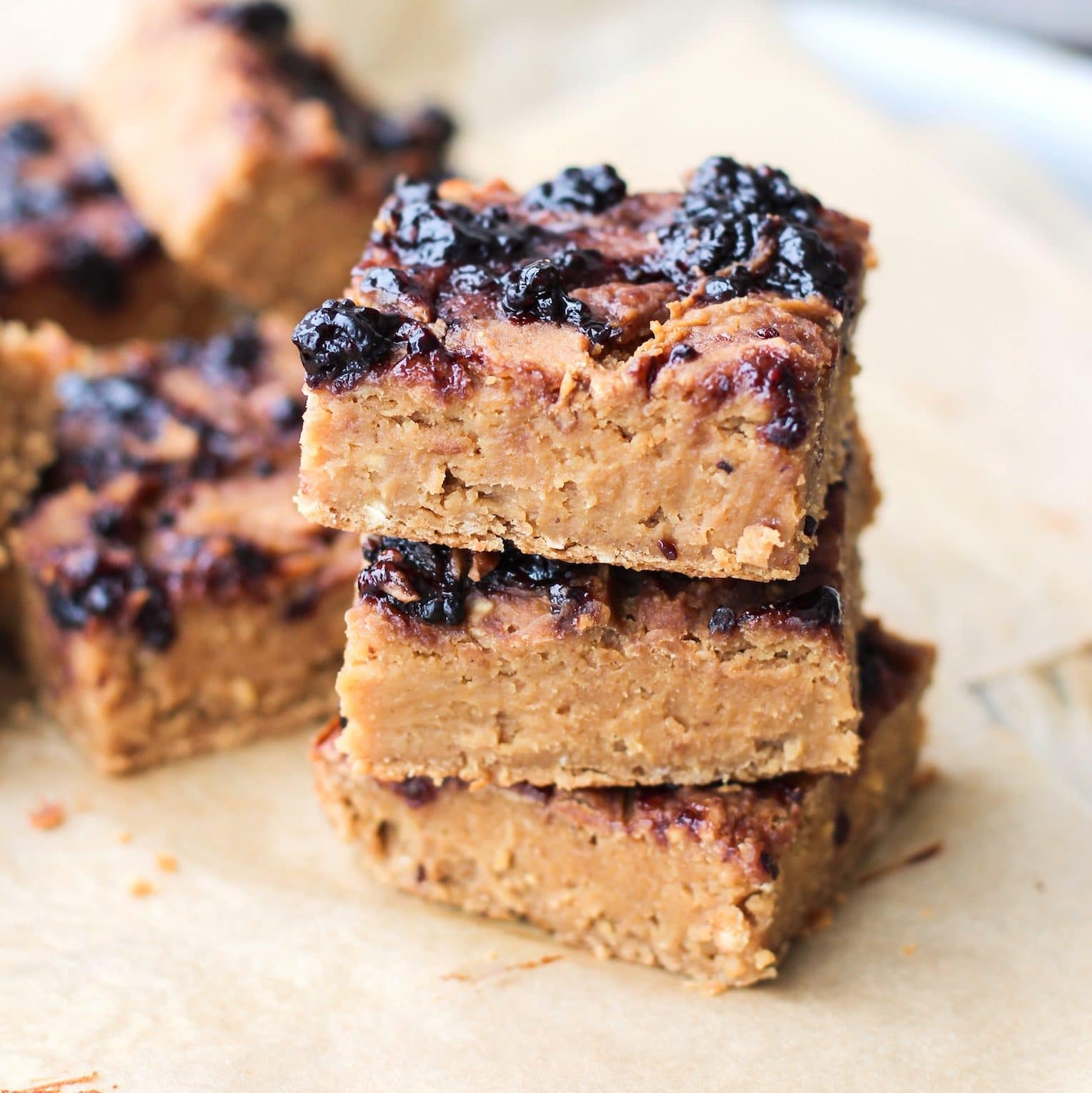 Desserts With Benefits Healthy Peanut Butter & Jelly Blondies (refined sugar free, low fat, high ...