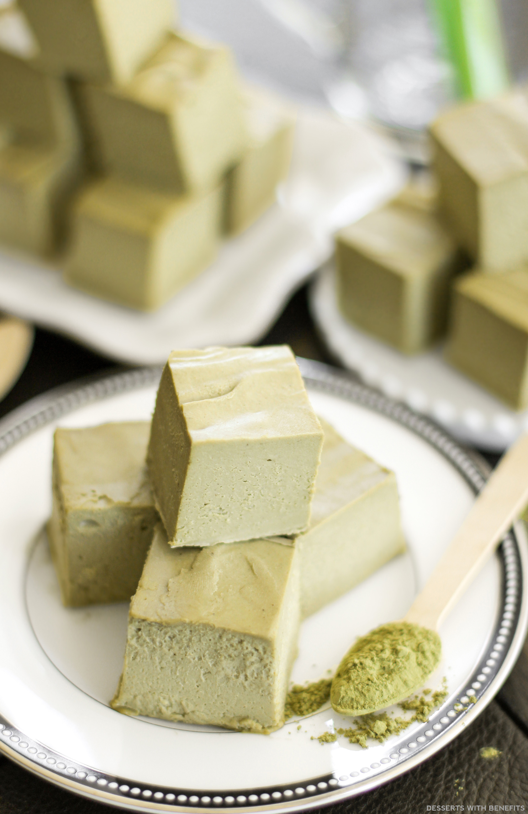 Healthy Raw Matcha Green Tea Fudge (sugar free, low carb 