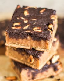 Healthy Brownie-Topped Peanut Butter Blondies (refined sugar free, high protein, high fiber, gluten free, vegan) - Healthy Dessert Recipes at Desserts with Benefits