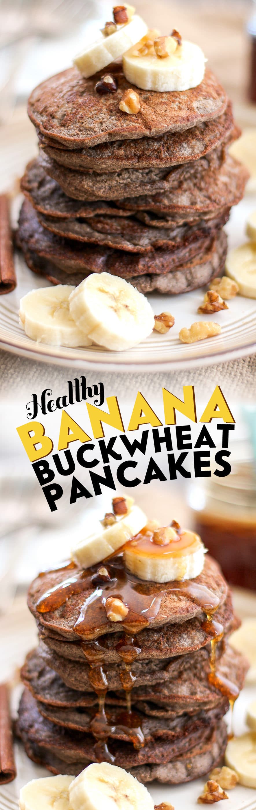 Healthy Banana Buckwheat Pancakes (refined sugar free, low fat, high protein, high fiber, gluten free, vegan) - Healthy Dessert Recipes at Desserts with Benefits