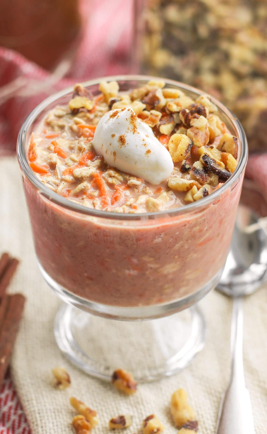 Healthy Carrot Cake Overnight Dessert Oats (refined sugar free, low fat, high protein, high fiber, gluten free, vegan) - Healthy Dessert Recipes at Desserts with Benefits